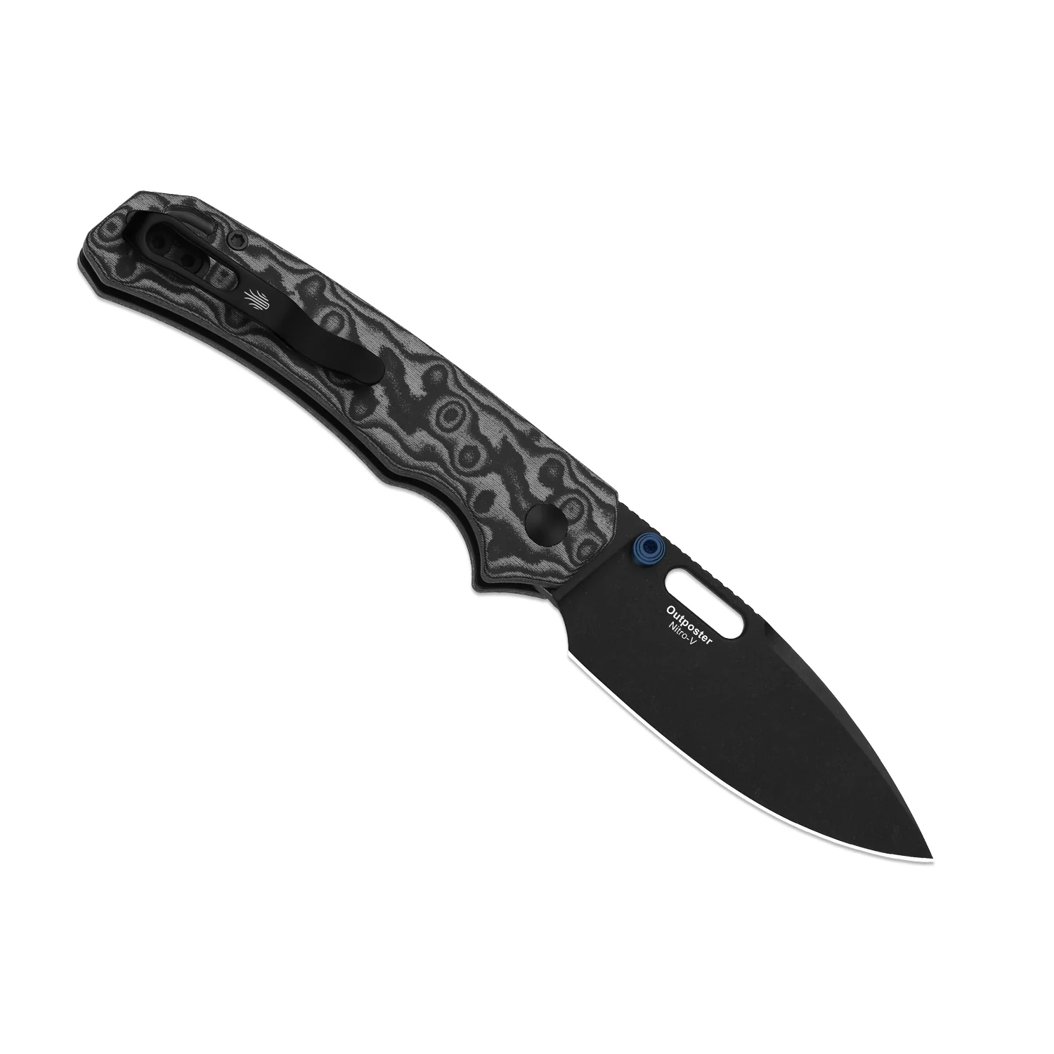 Outposter | Kizer Button Liner Lock™ | Vortex Pattern Micarta  | Nitro-V + PVD Coating & Stonewashed | KizerV™ 3802BDA2 - Image 3