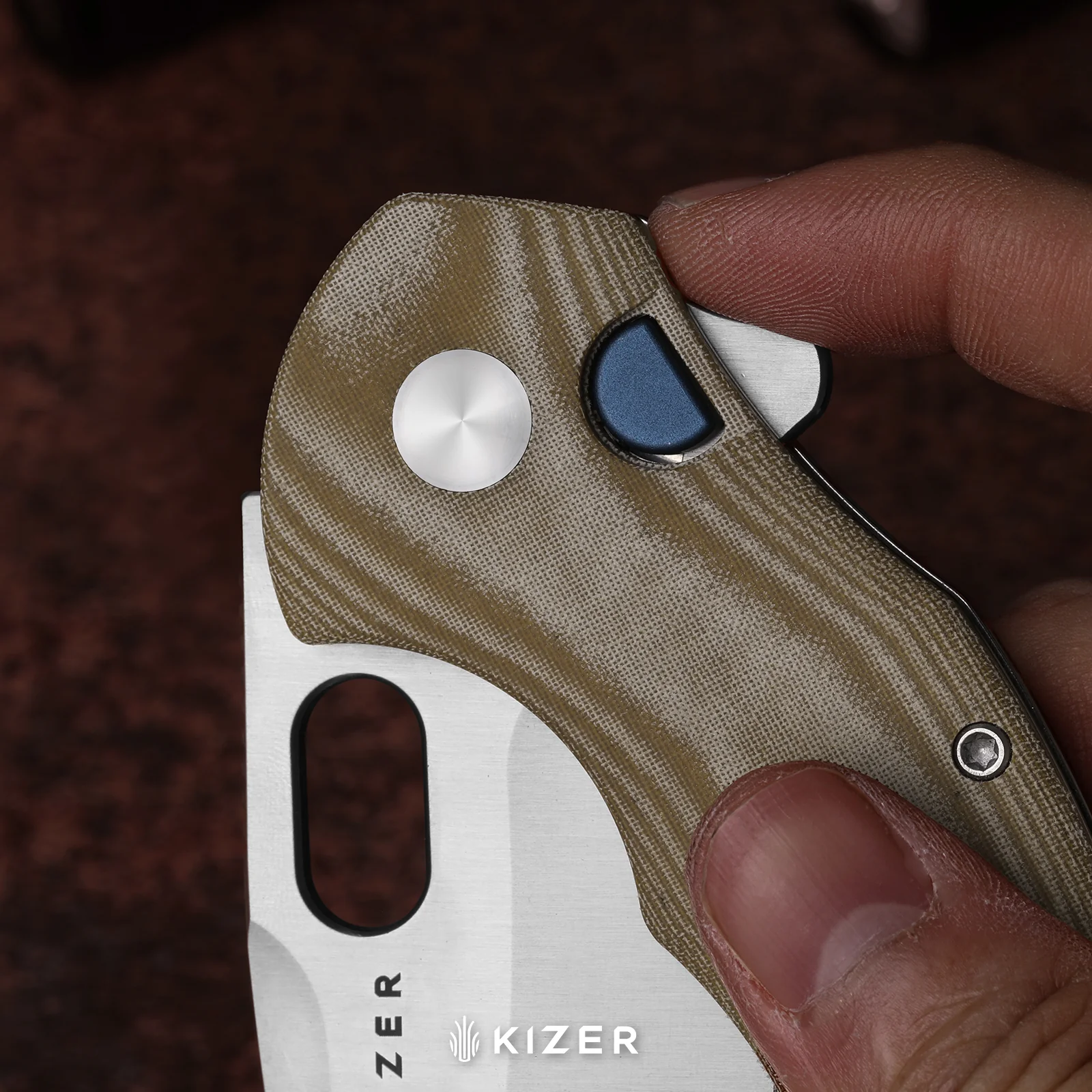 Roach XL | Kizer Button Liner Lock™ | 14C28N | Micarta | KizerV™ 4477BDA2 - Image 10