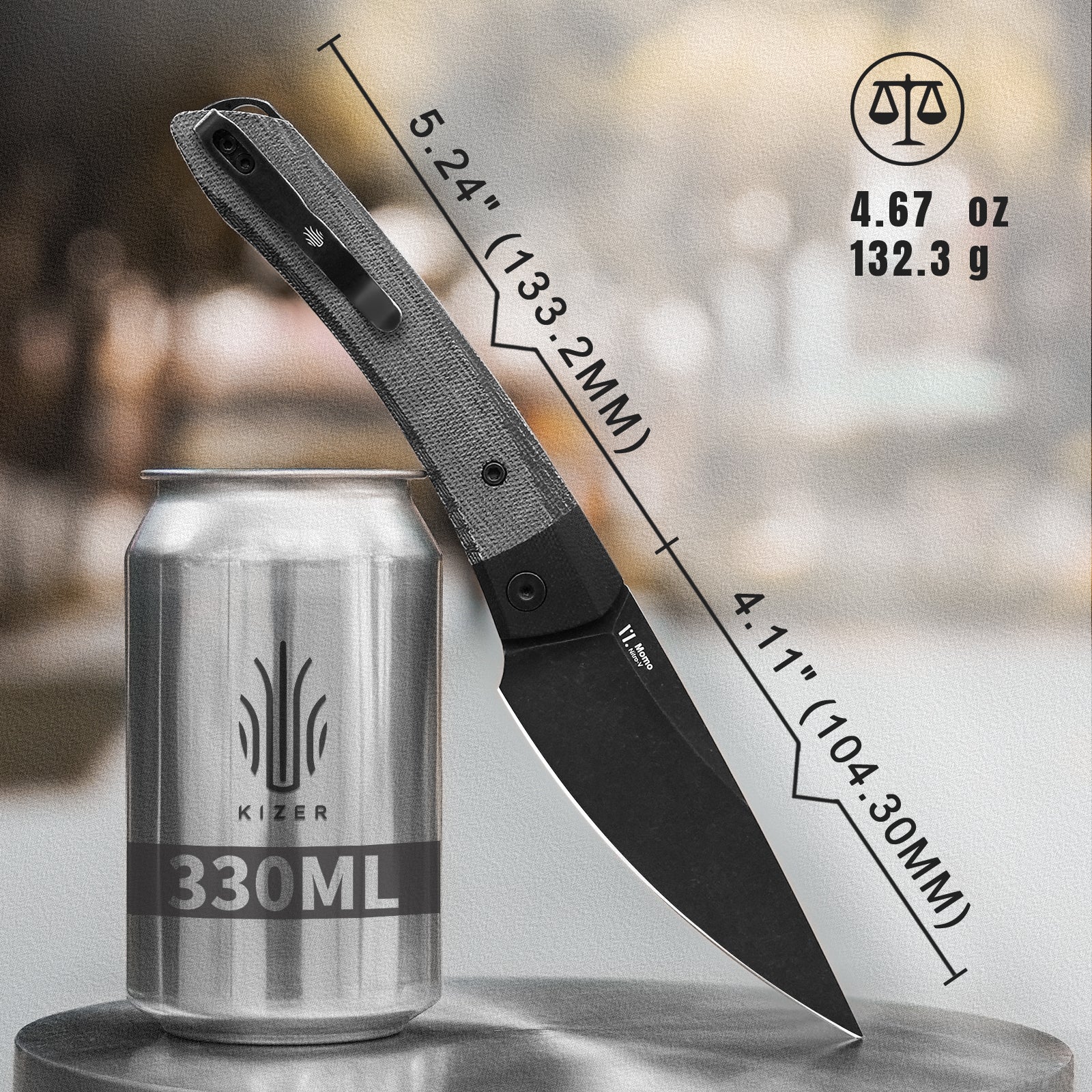 Momo | Nitro-V | Black G10+Micarta | KizerV™ 4663A1 - Image 16