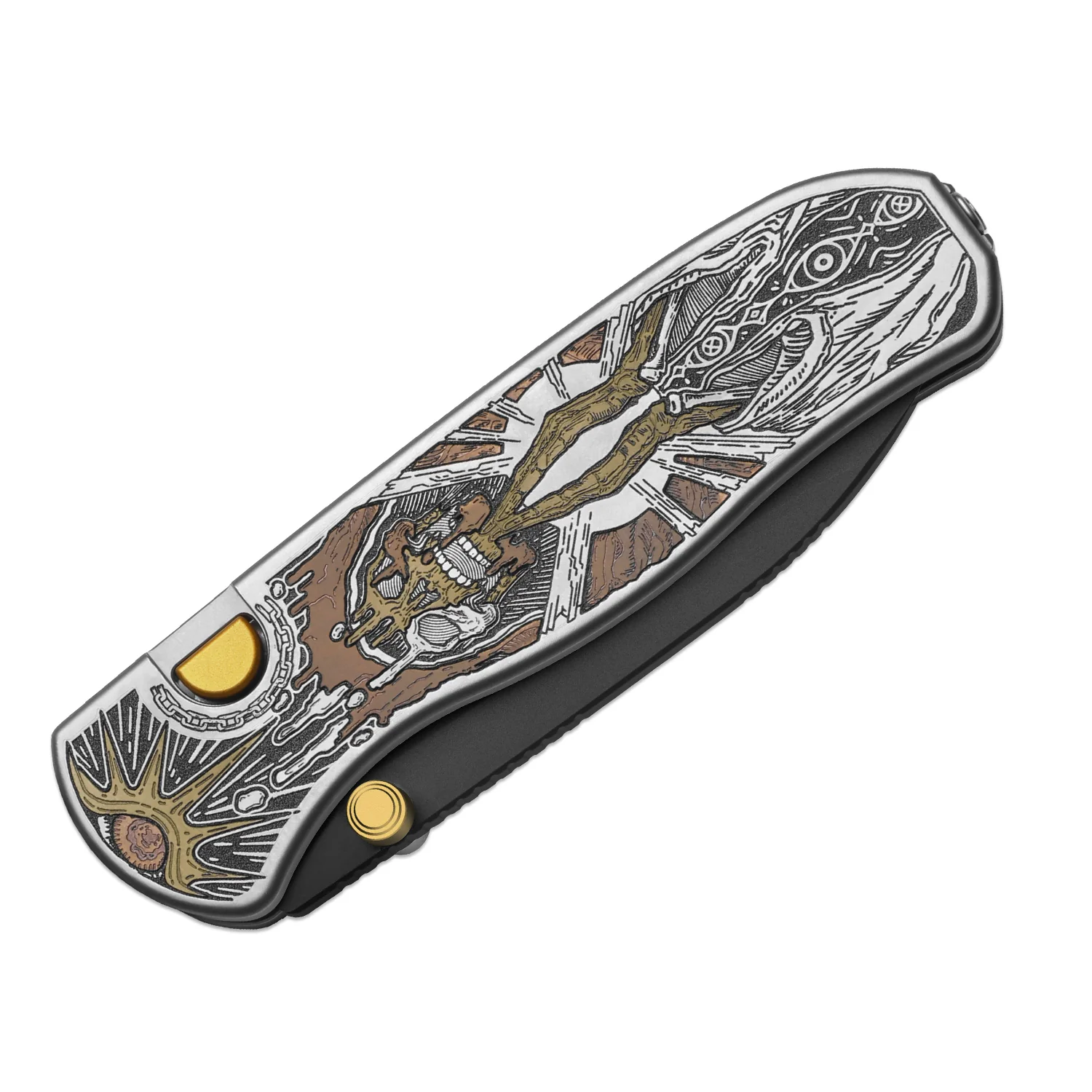 Drop Bear® Zero | K390 | Polished DLC Ultra | Hollow Grind | Titanium (Laser Engraved with Multi-tone Inlays) | Kizer Button Liner Lock™ | KizerX® 3619BDLA2 - Image 5