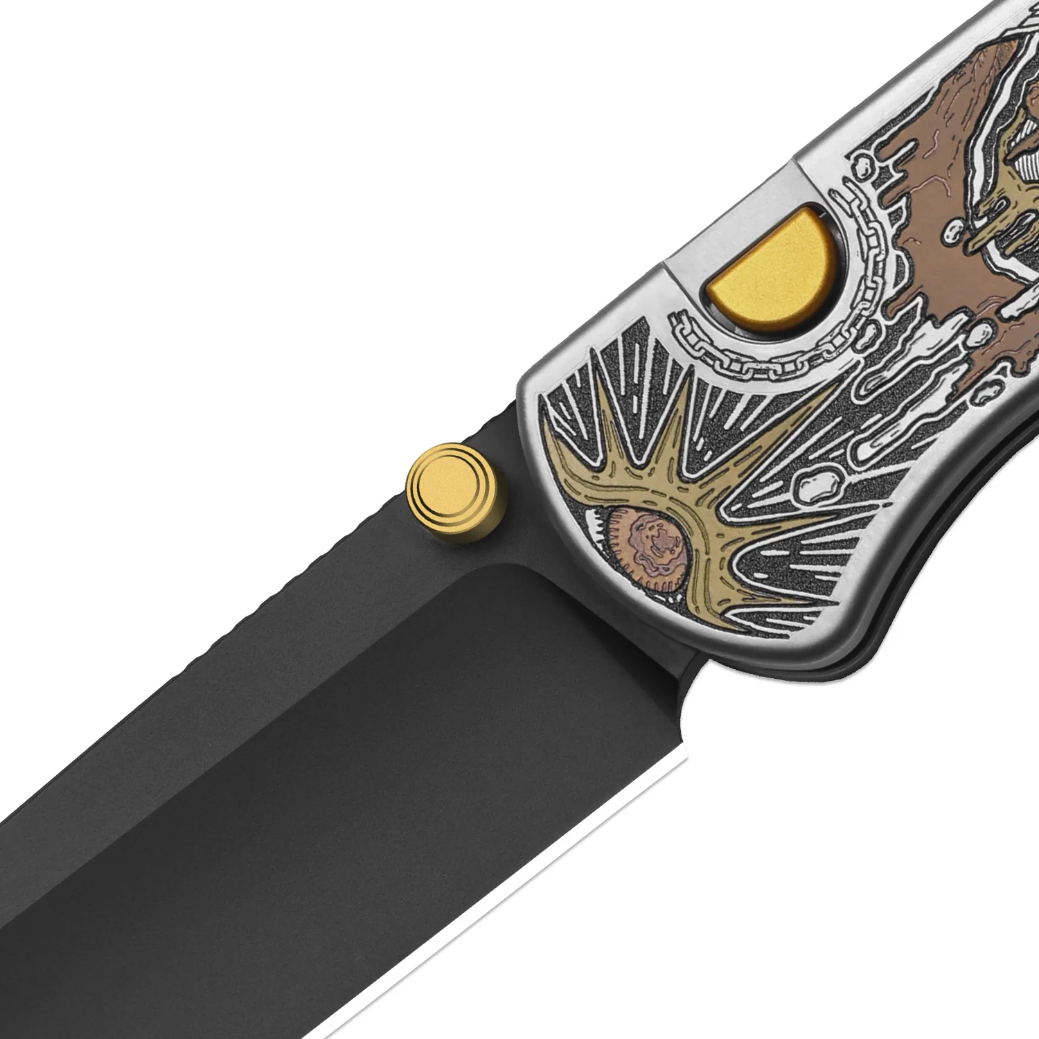 Drop Bear® Zero | K390 | Polished DLC Ultra | Hollow Grind | Titanium (Laser Engraved with Multi-tone Inlays) | Kizer Button Liner Lock™ | KizerX® 3619BDLA2 - Image 6