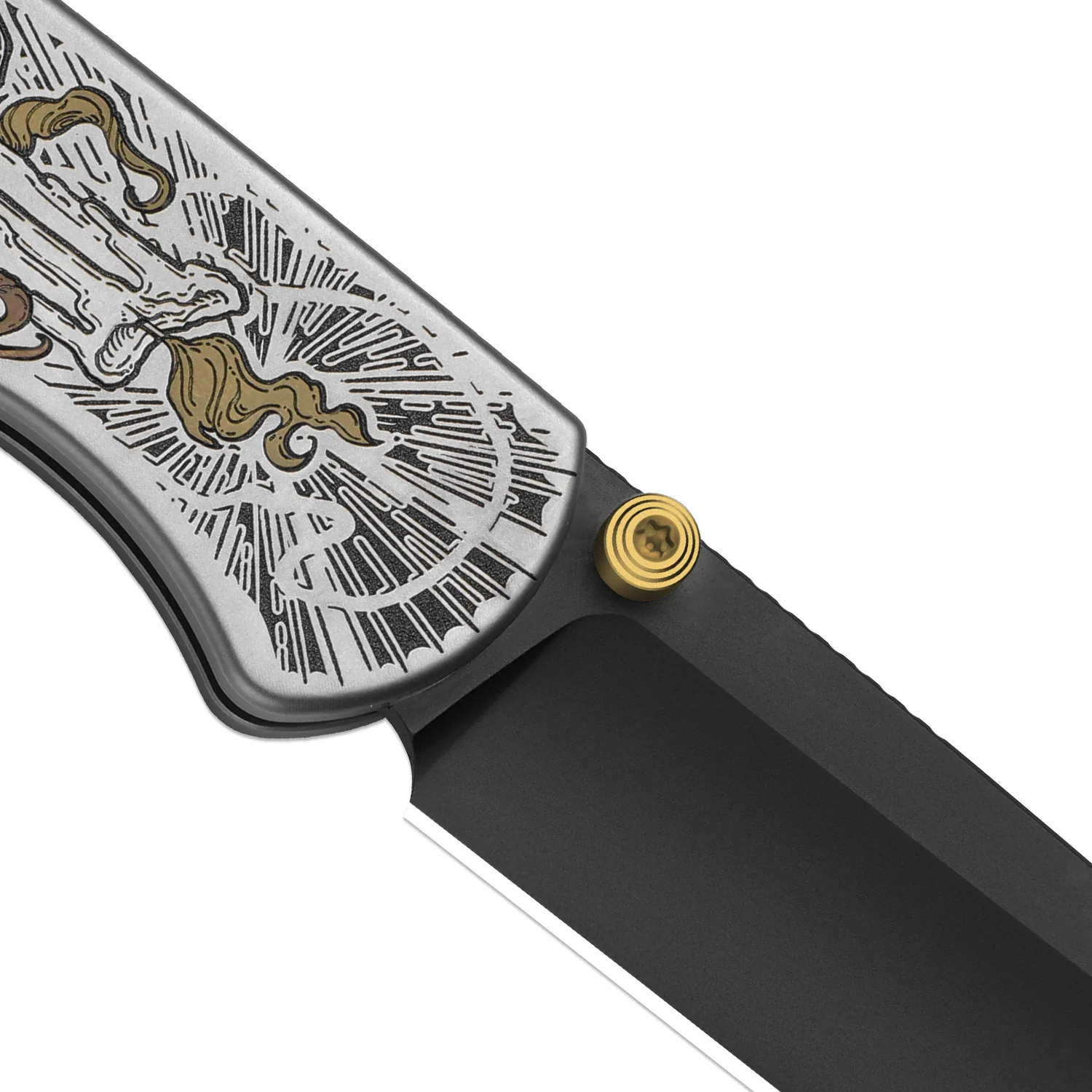 Drop Bear® Zero | K390 | Polished DLC Ultra | Hollow Grind | Titanium (Laser Engraved with Multi-tone Inlays) | Kizer Button Liner Lock™ | KizerX® 3619BDLA2 - Image 7