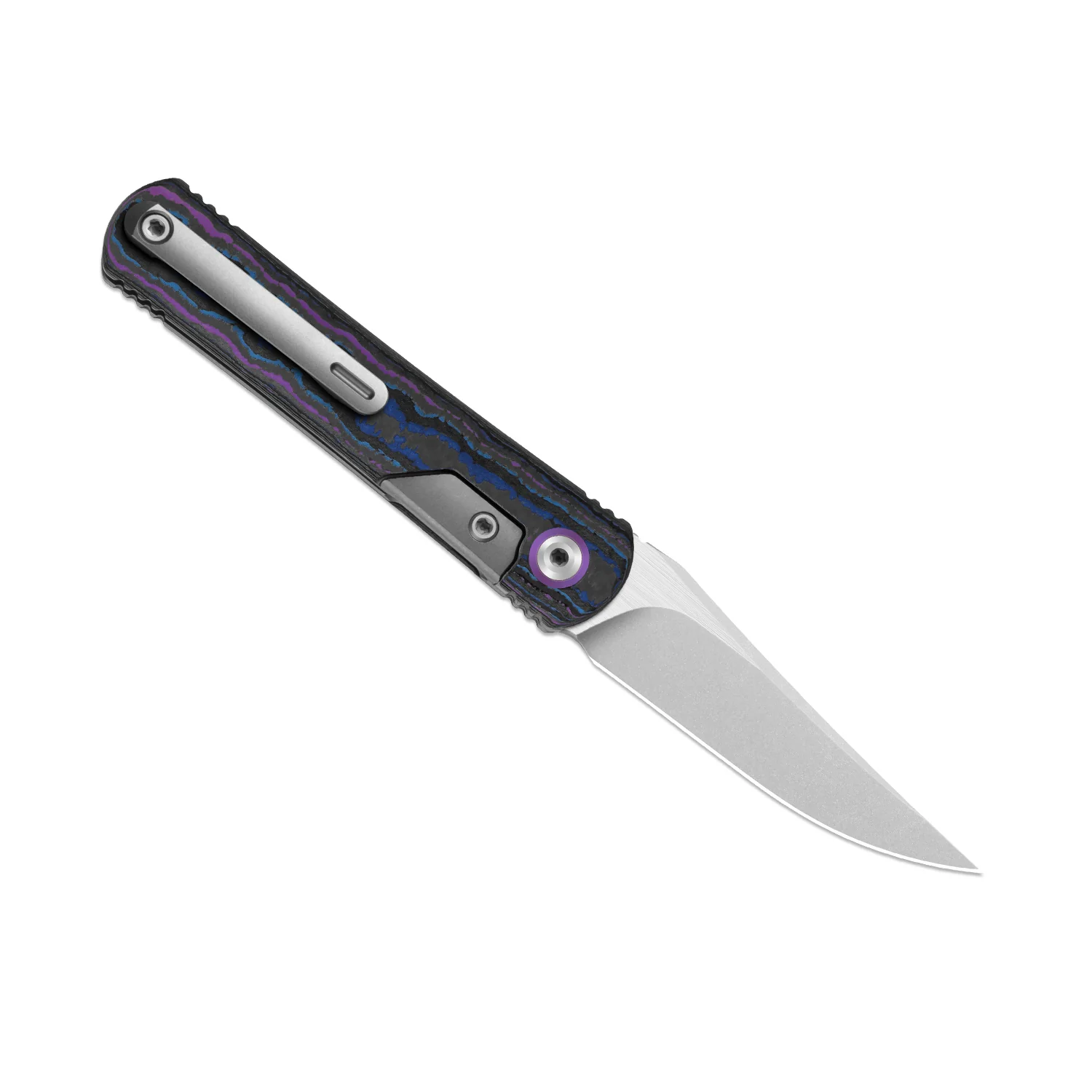 Feist 3 | CPM S90V + Stonewashed & Flat Brushed | UV-Luminescent | Clip Point | Titanium & CamoCarbon Damtanium | KizerX® 3499.3A2 - Image 3