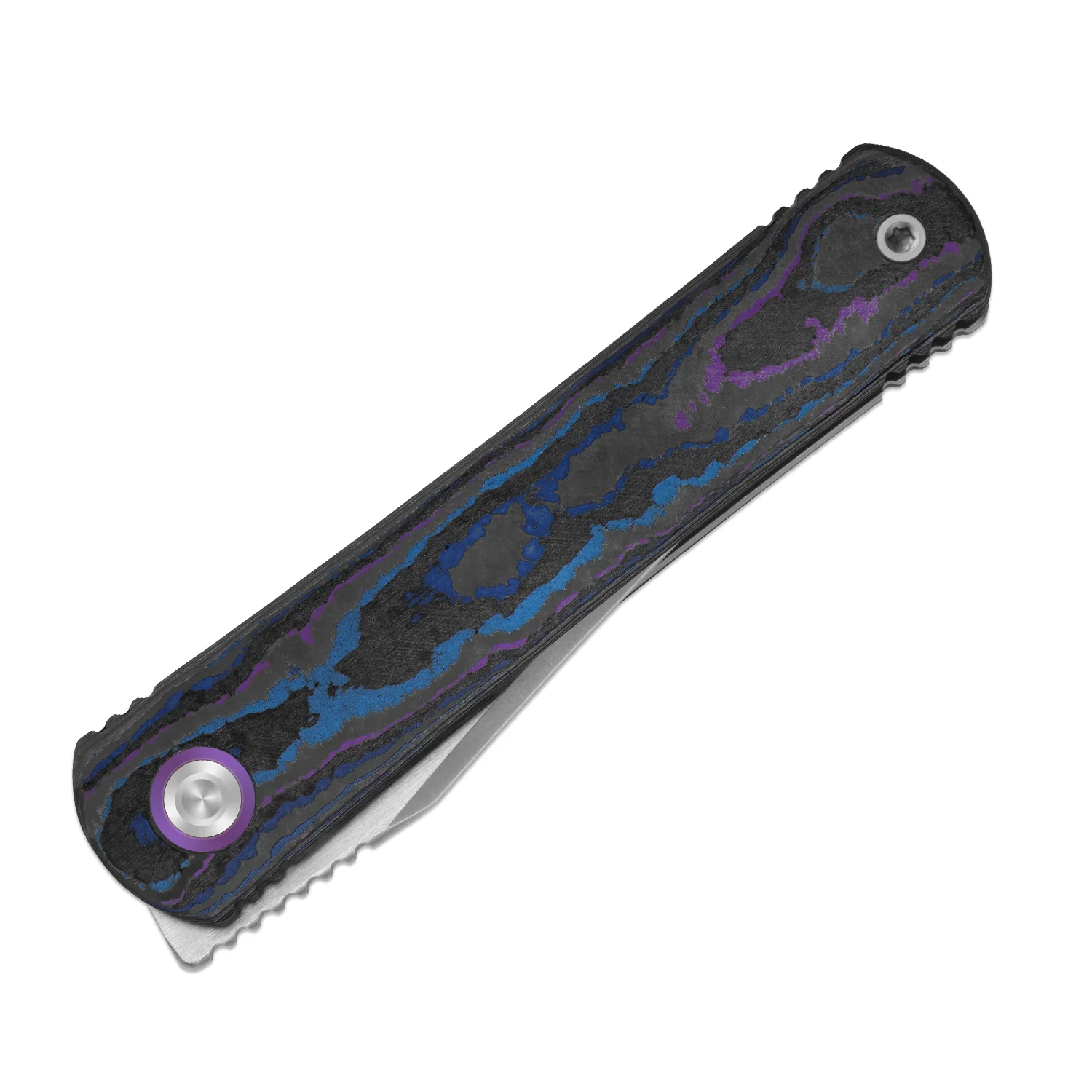 Feist 3 | CPM S90V + Stonewashed & Flat Brushed | UV-Luminescent | Clip Point | Titanium & CamoCarbon Damtanium | KizerX® 3499.3A2 - Image 4