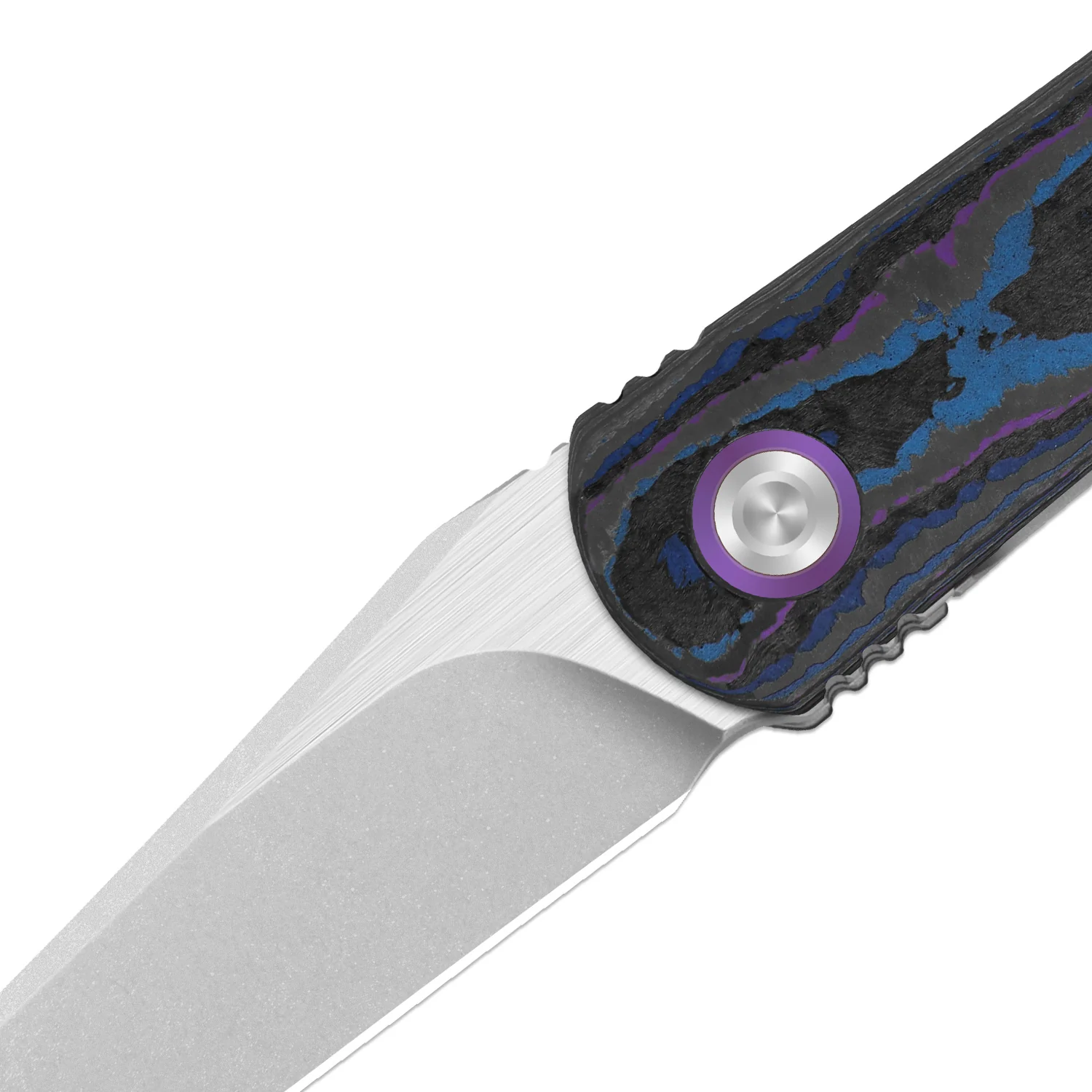 Feist 3 | CPM S90V + Stonewashed & Flat Brushed | UV-Luminescent | Clip Point | Titanium & CamoCarbon Damtanium | KizerX® 3499.3A2 - Image 6