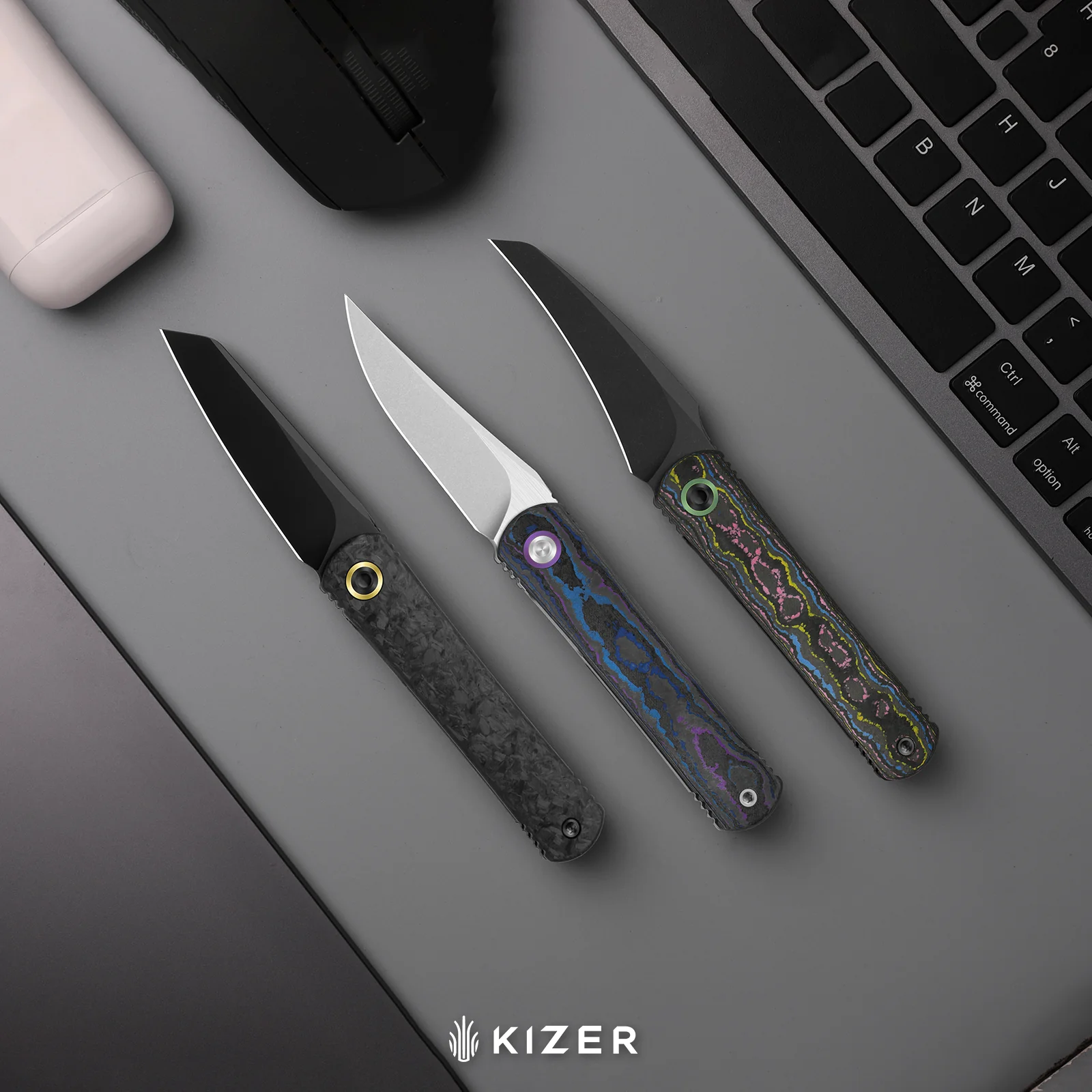 Feist 3 | CPM S90V + Matte DLC Ultra | Hawkbill | UV-Luminescent | Titanium (Matte DLC Ultra) & CamoCarbon Ultimate Warrior | KizerX® 3499.3A3 - Image 8