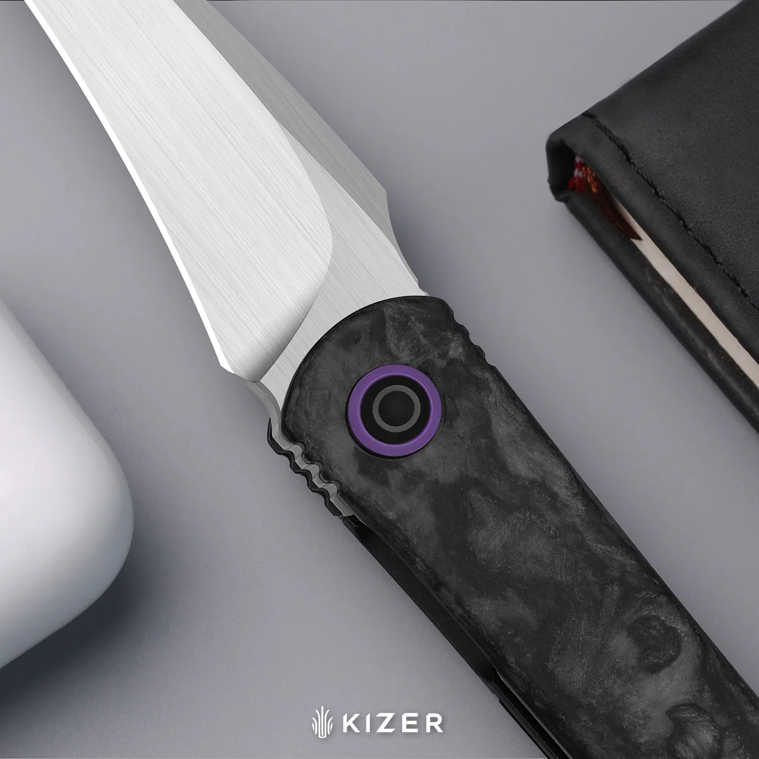 Feist 3 | CPM S90V + Hand-brushed | Titanium & KizerNova™ CF Lava | Reverse Tanto | KizerX® 3499.3A5 - Image 14