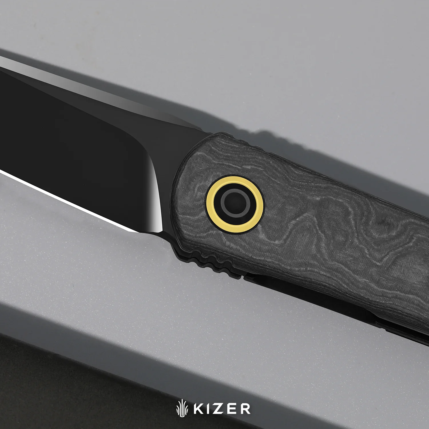Feist 3 | CPM S90V + Hand-brushed | Titanium & KizerNova™ CF Lava | Reverse Tanto | KizerX® 3499.3A5 - Image 13