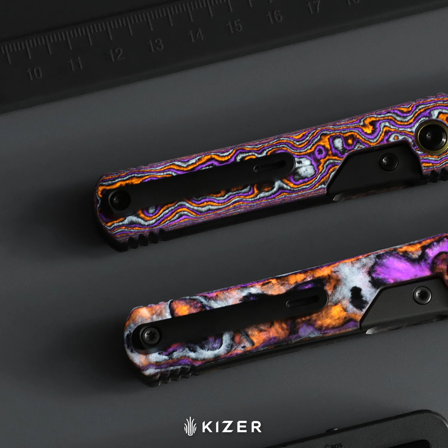 Feist 3 | CPM S90V + Hand-brushed | Titanium & KizerNova™ CF Lava | Reverse Tanto | KizerX® 3499.3A5 - Image 8