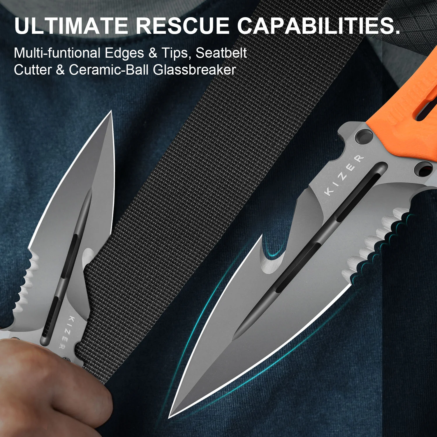Norcross | Nitro-V | Orange G10 | Double Edged | KizerV™ FB01A5 - Image 14