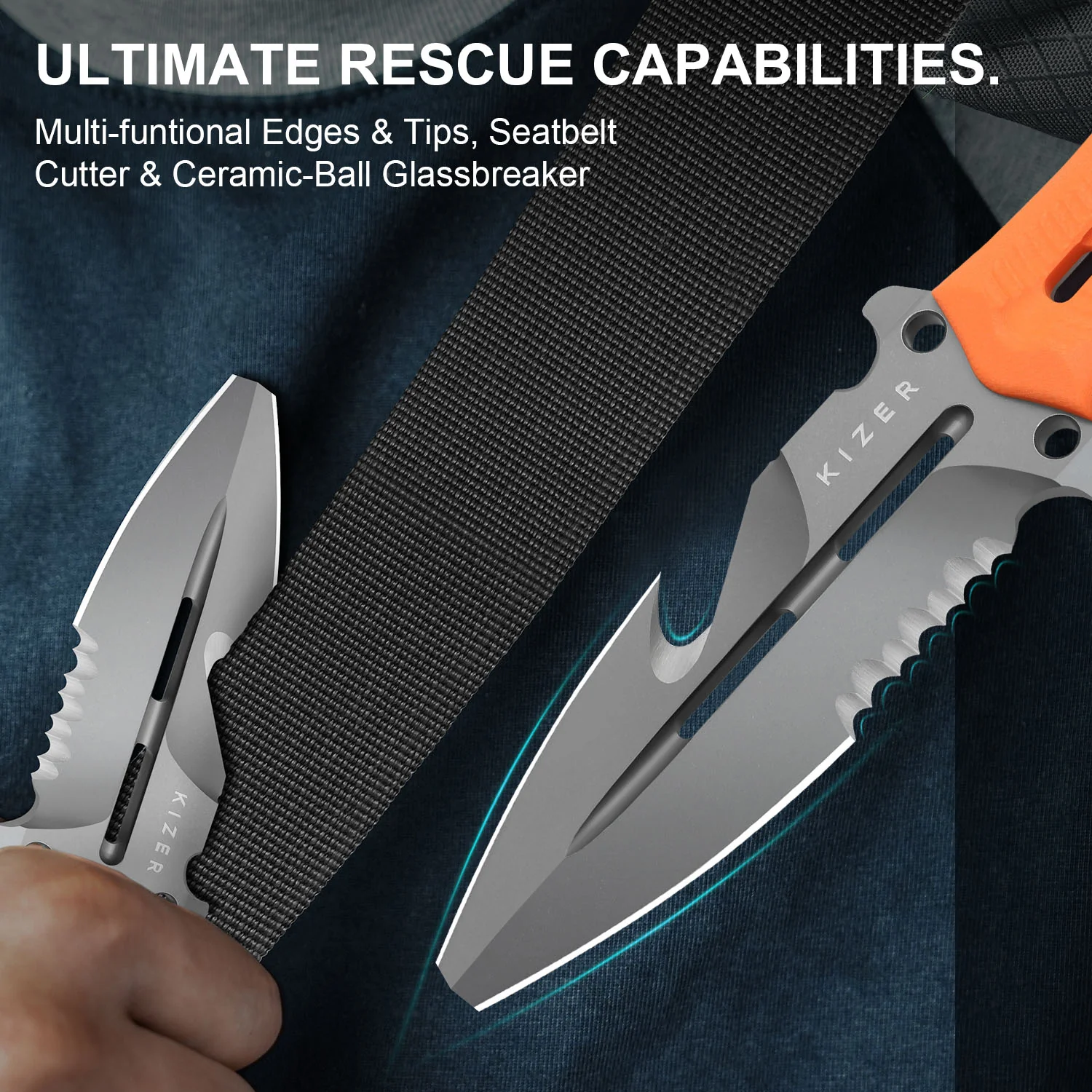 Norcross | Nitro-V | Orange G10 | Exclusive . Double Edged | KizerV™ FB01A7 - Image 17