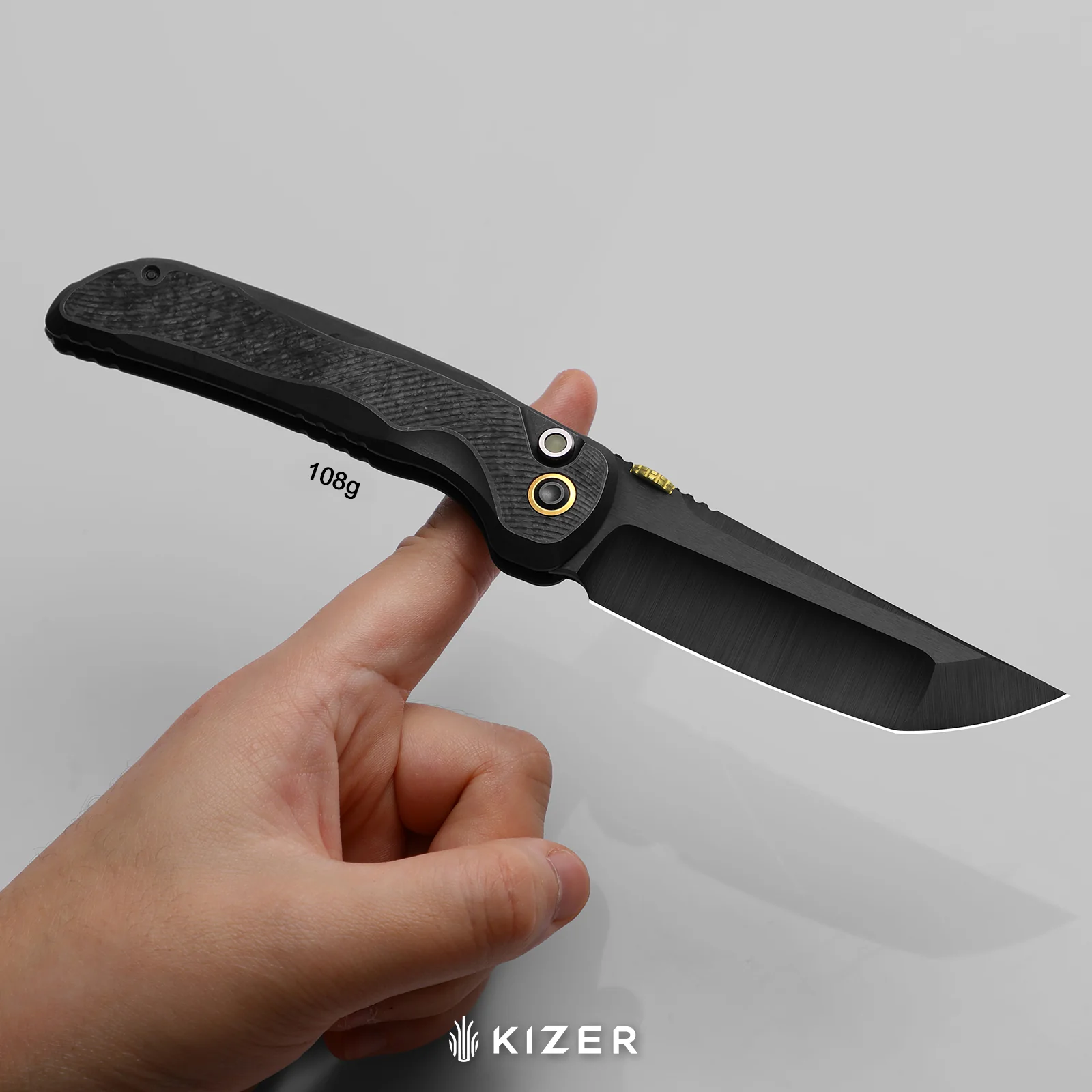 Mithril-Lefty | KineticFit™ Button Lock | M390 + DLC Ultra + Hand-Brushed | Titanium (DLC Ultra) & Fat Carbon | Exquisite Light | KizerX® FK08A1 - Image 9